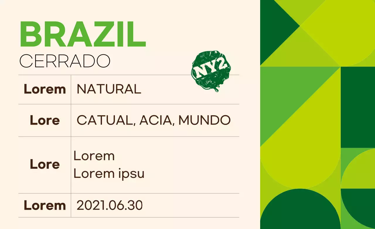 Colorful Pattern Bean Coffee Label Brazil