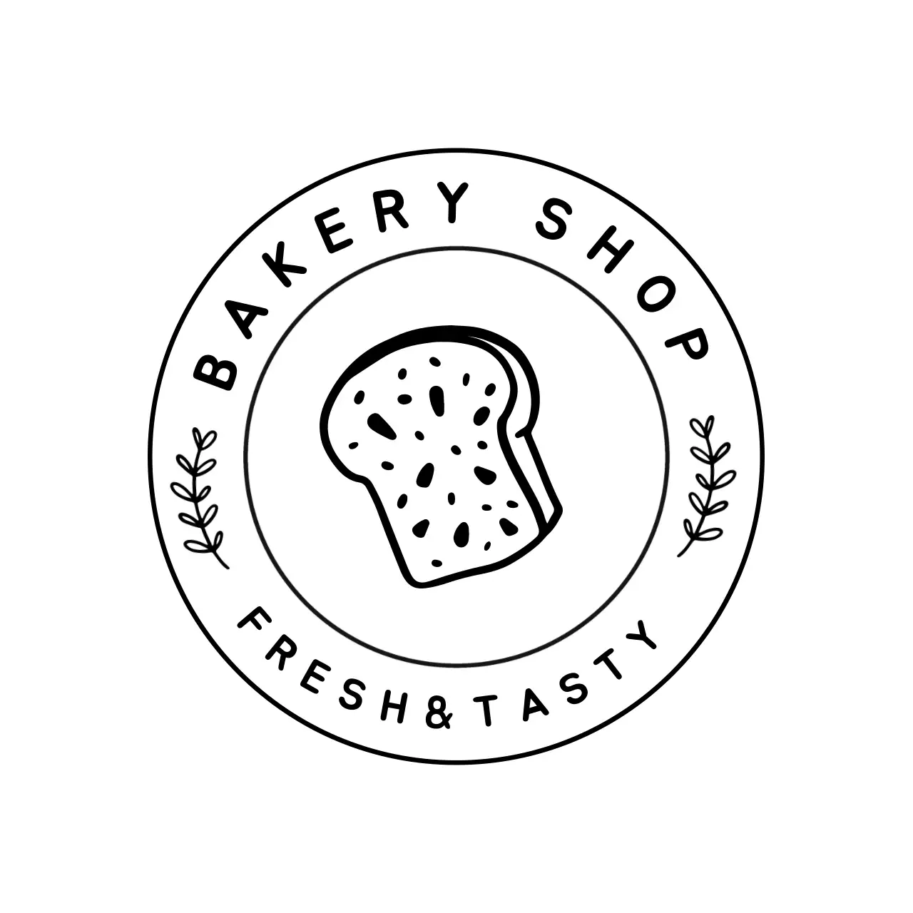 Black Cute Bread Illustration Bakery Coaster