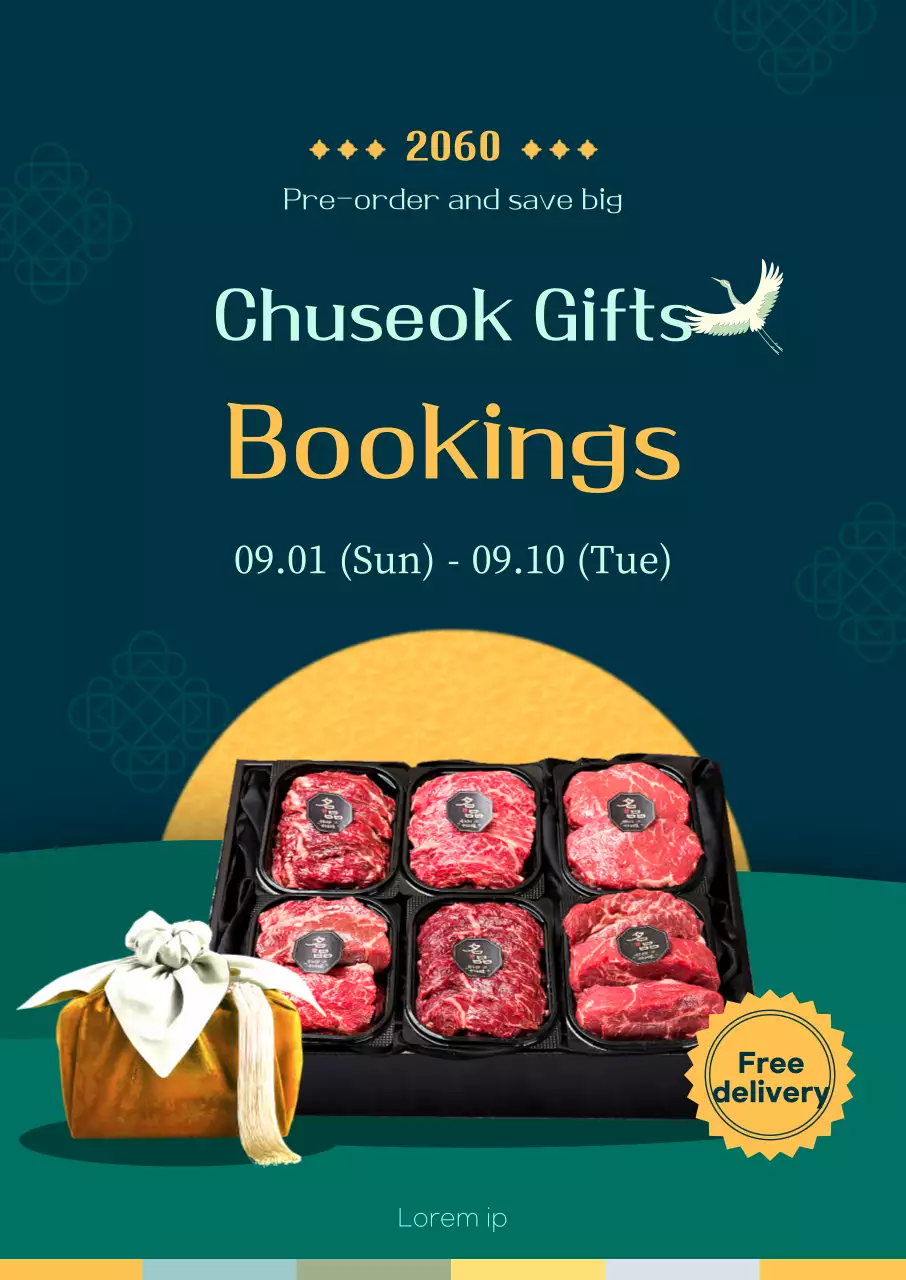 Thông tin đăng ký trước quà tặng truyền thống Chuseok set thịt bò Hàn Quốc xanh navy và vàng