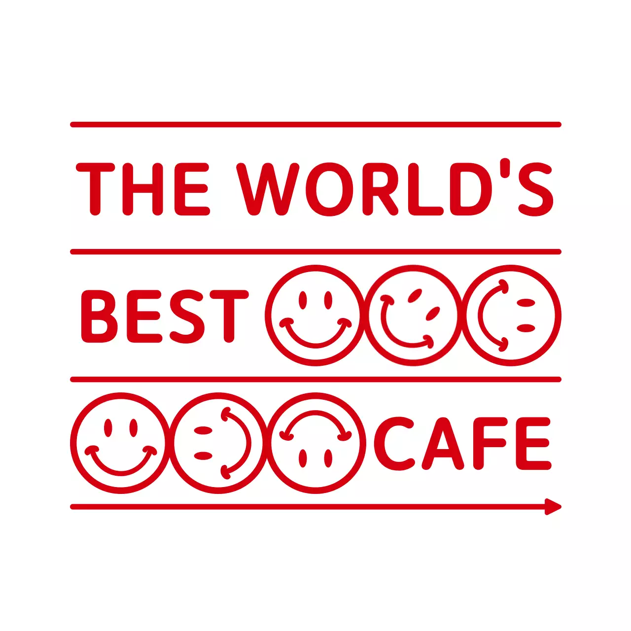 Simple, clean text and emoji combination style cafe in red