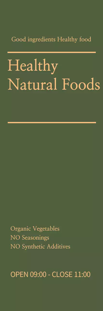 Banner de promoção de alimentos minimalista verde