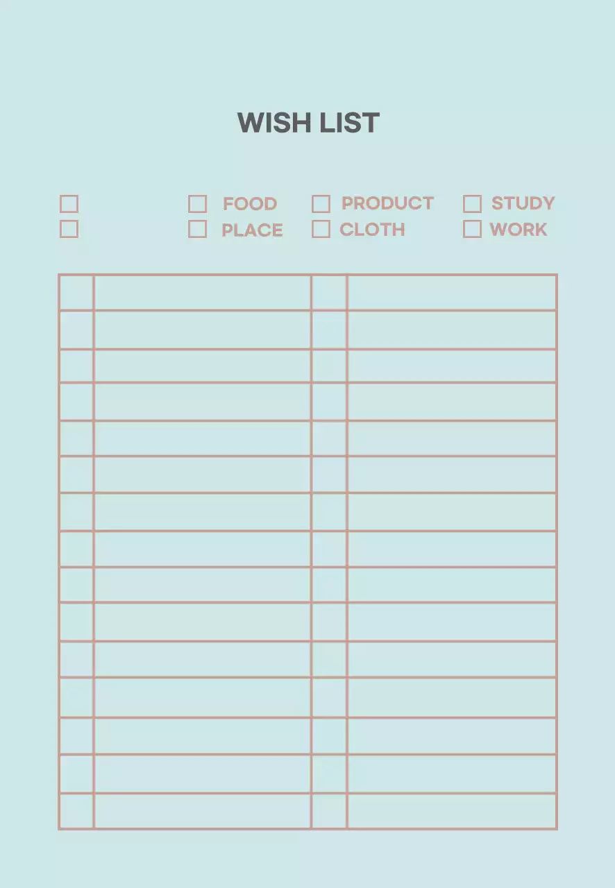 Dòng màu bạc hà danh sách mong muốn đơn giản