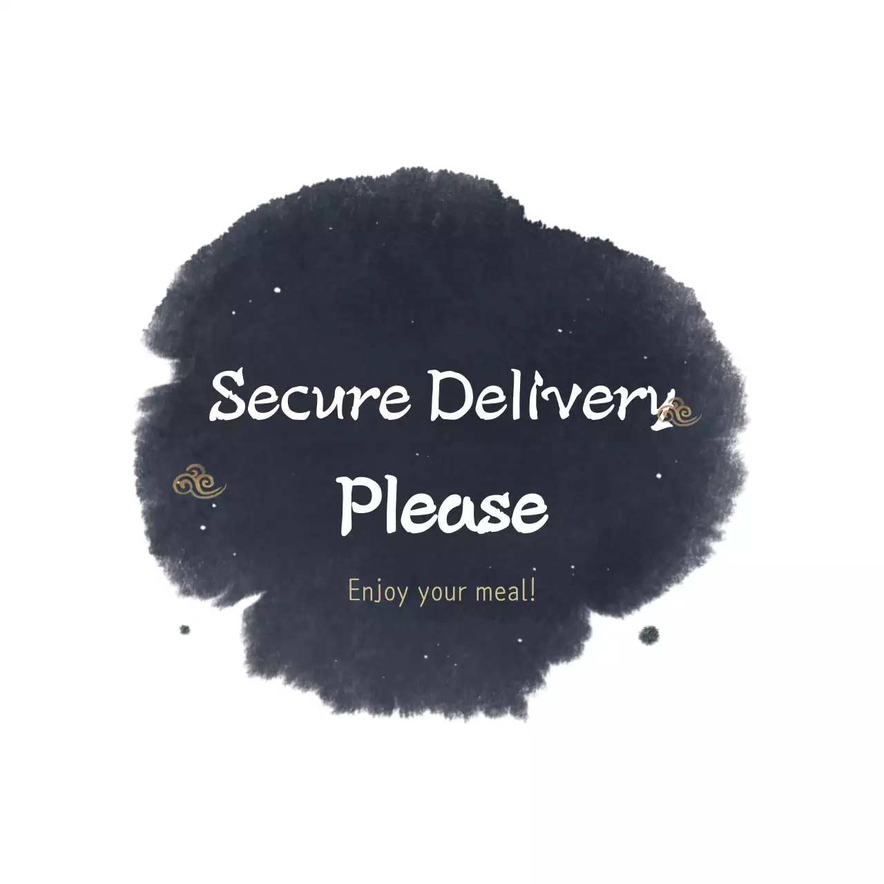 Konsep pengiriman yang aman dengan olesan tinta kuas hitam dan putih