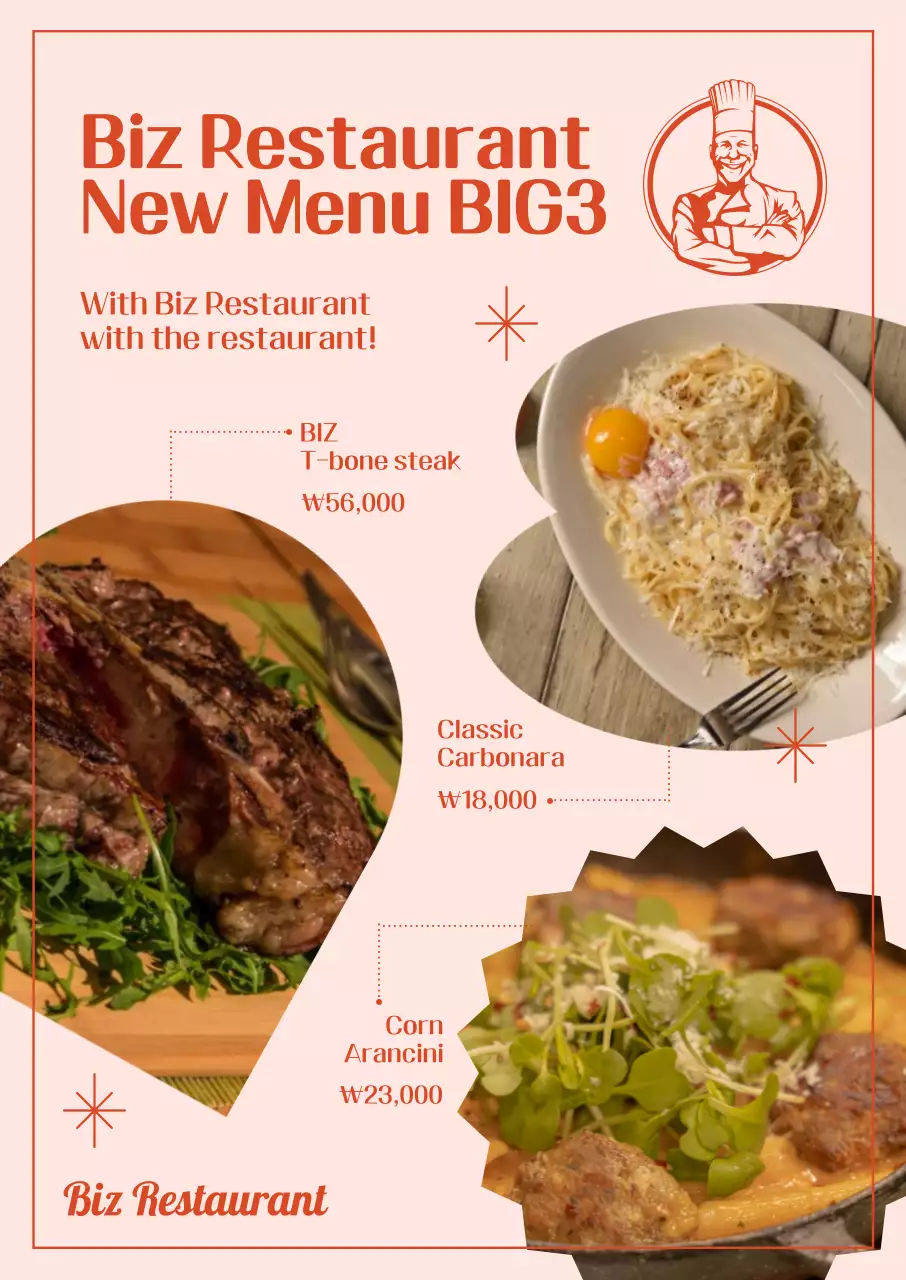 Promosikan menu baru restoran Anda dengan sentuhan emosional warna merah