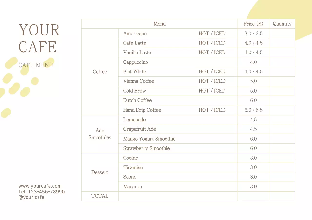 Beige Simple Cafe Menu Poster