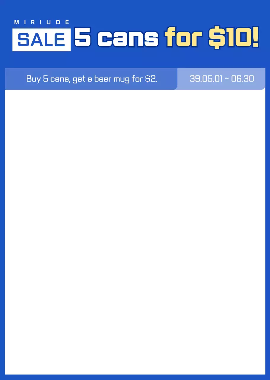 Simple blue and yellow color scheme with text highlighting convenience store sale events