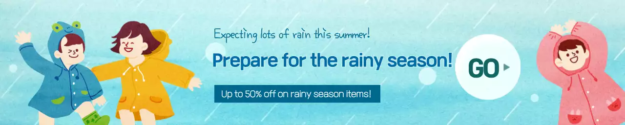 Blue Playful Rainy Sale Promotion Banner