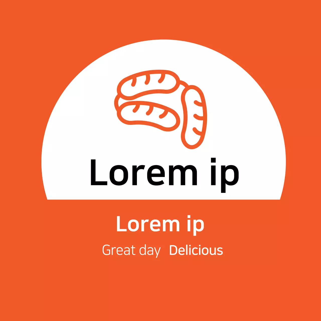 Ilustração laranja rótulo promocional de restaurante de salsicha kimbap