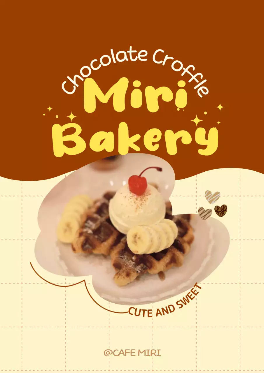 Promosikan menu Anda dengan bingkai lucu berwarna cokelat dan kuning