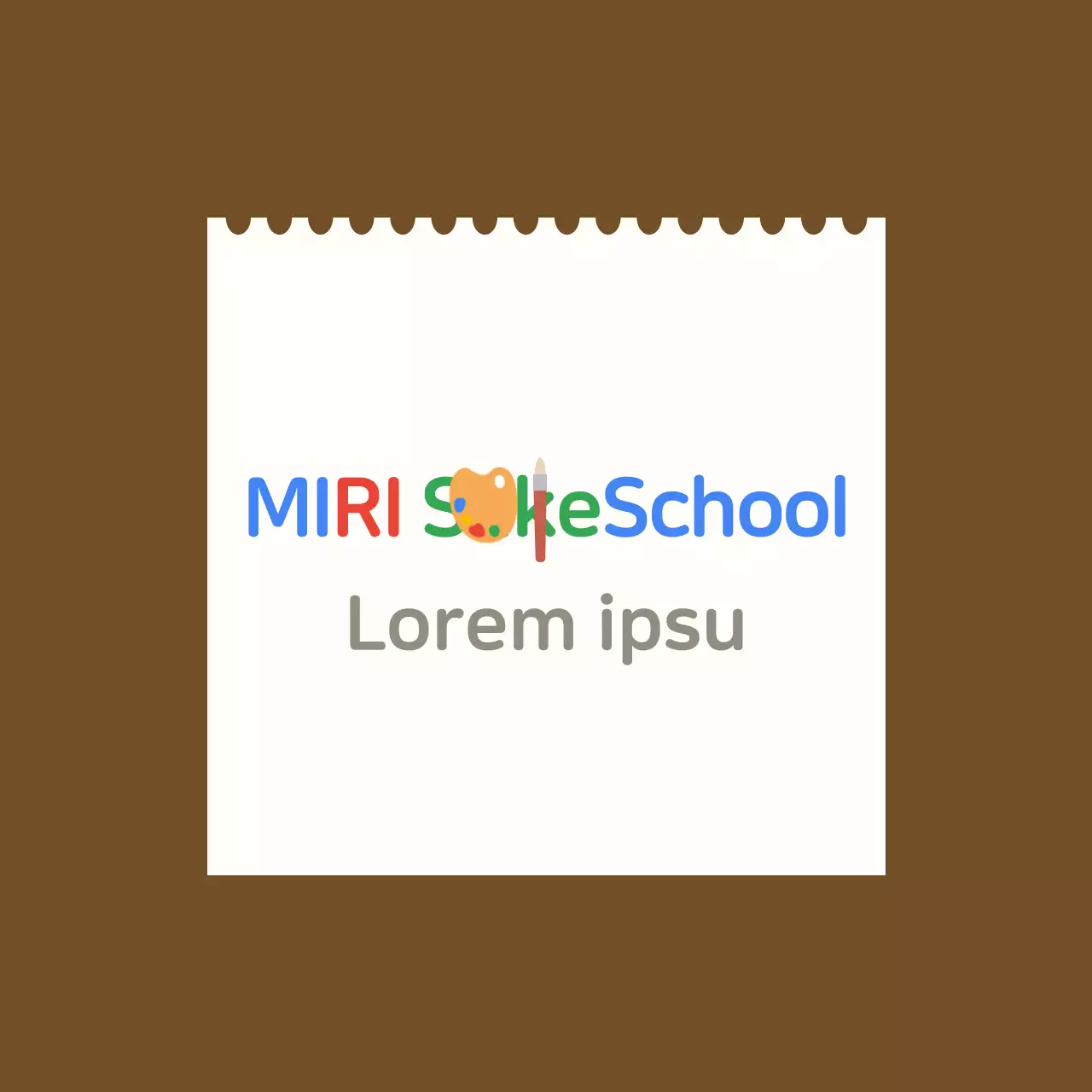 Children's art school valentine with white sketchbook background