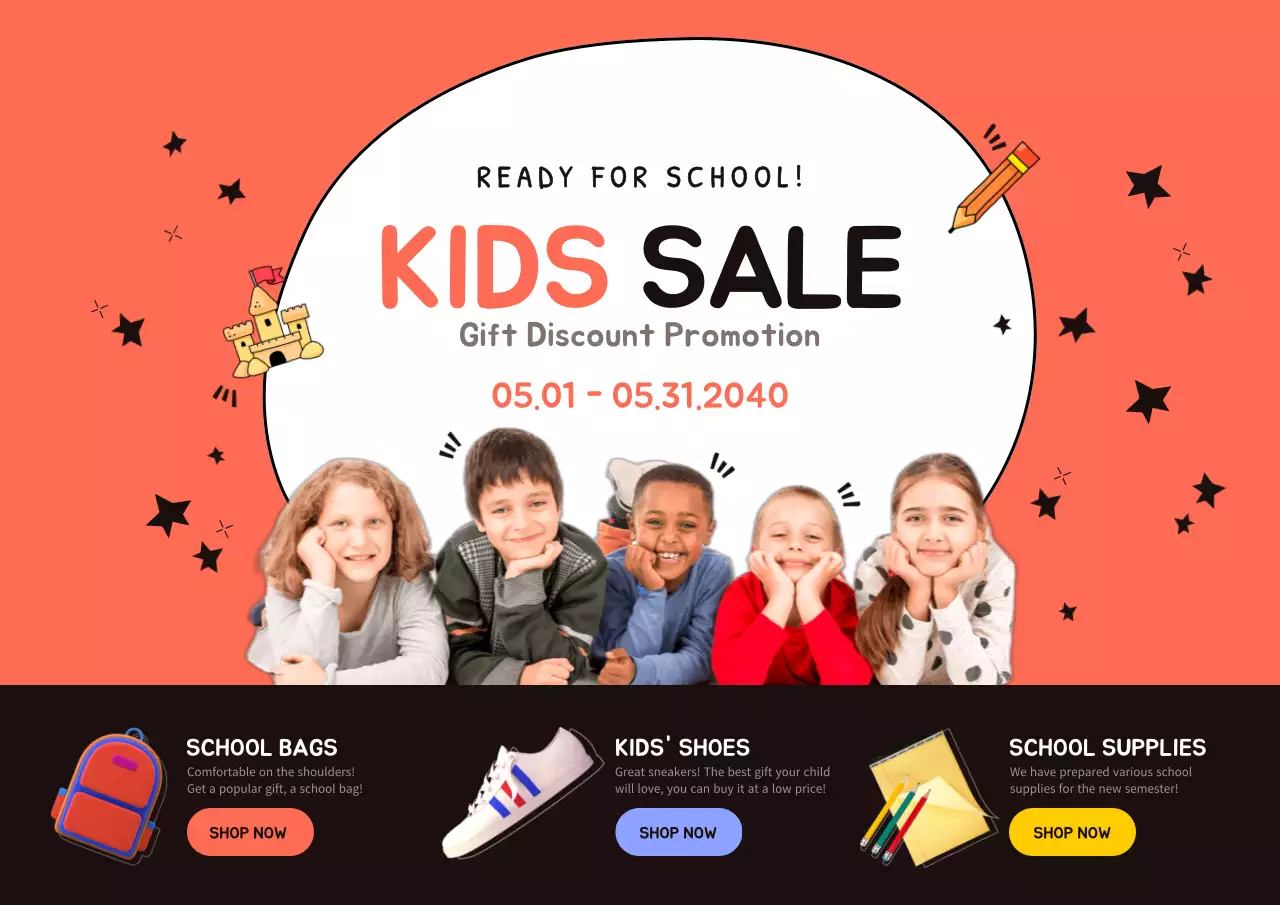 Coral Trendy School Promotion Poster