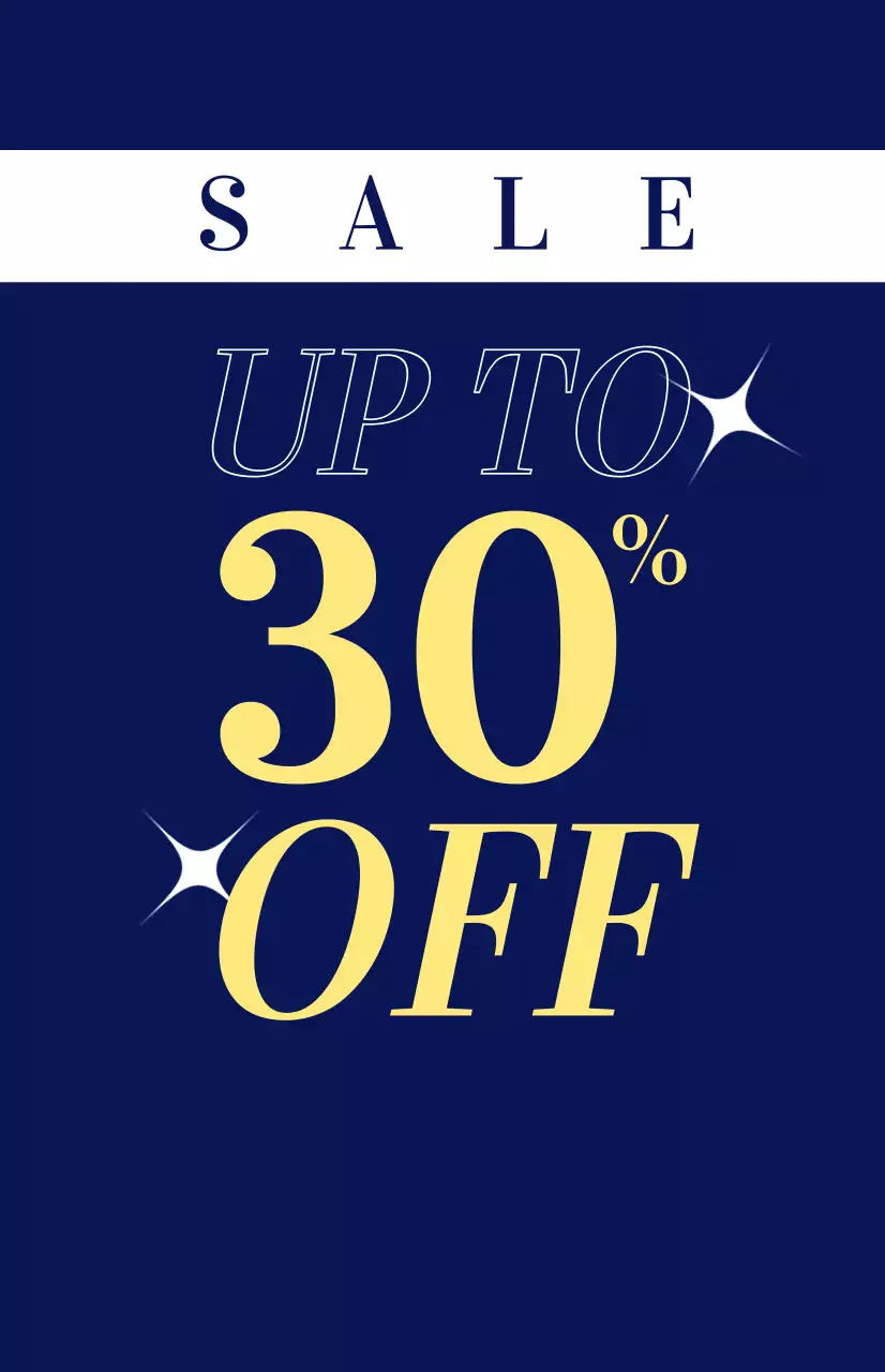 Summer sale window flag with navy background and yellow font accents