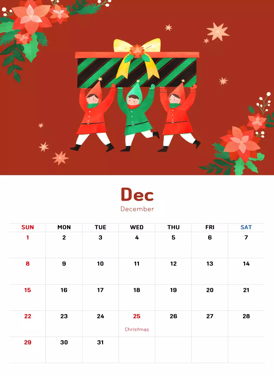 Kalender Tahun Baru dengan nuansa ilustrasi yang hangat