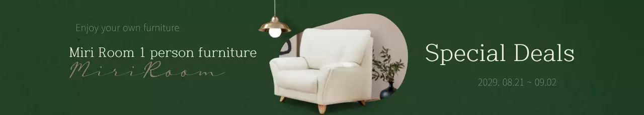 Banner de promoção de móveis modernos verdes