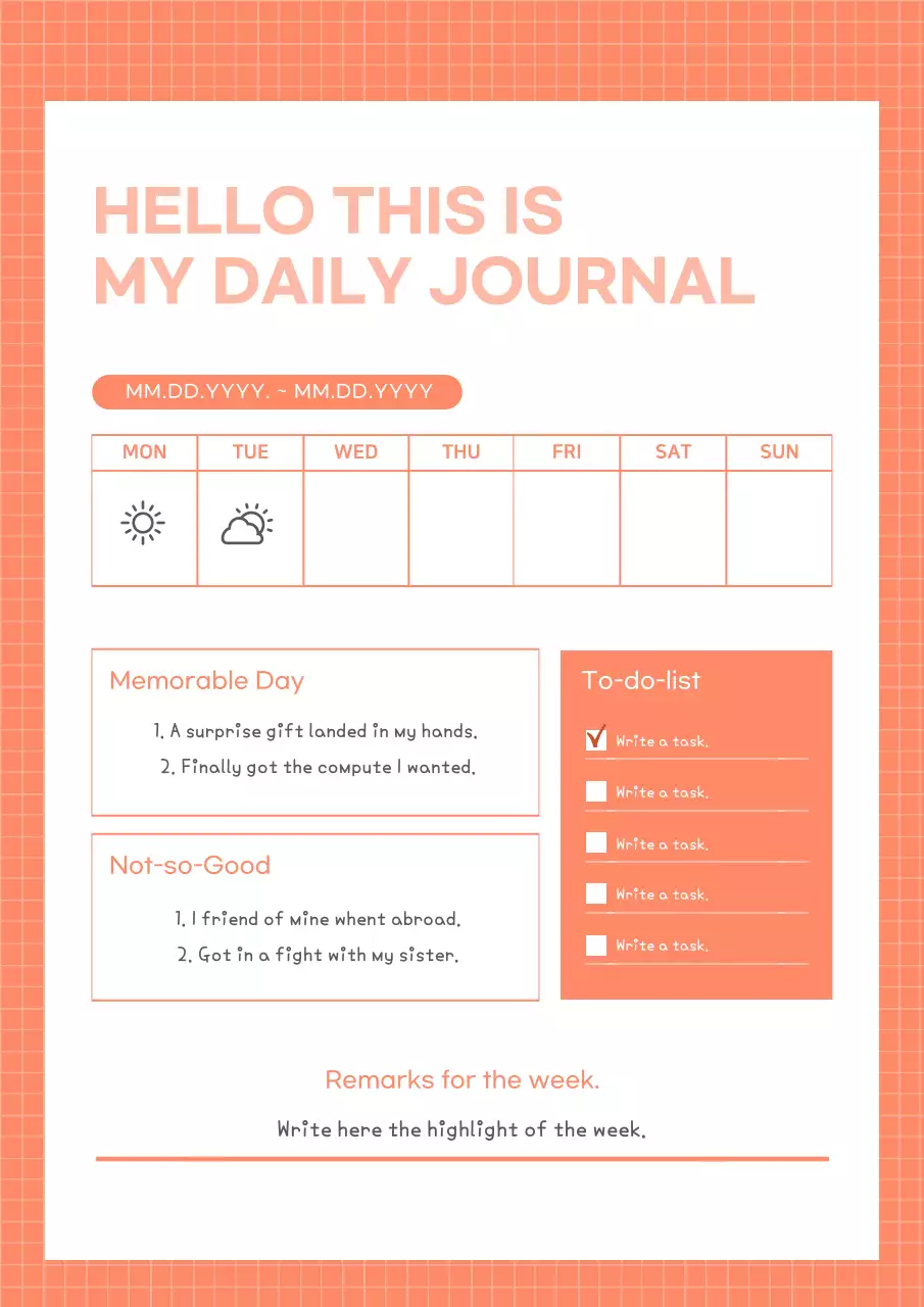 Orange Simple Journal Planner