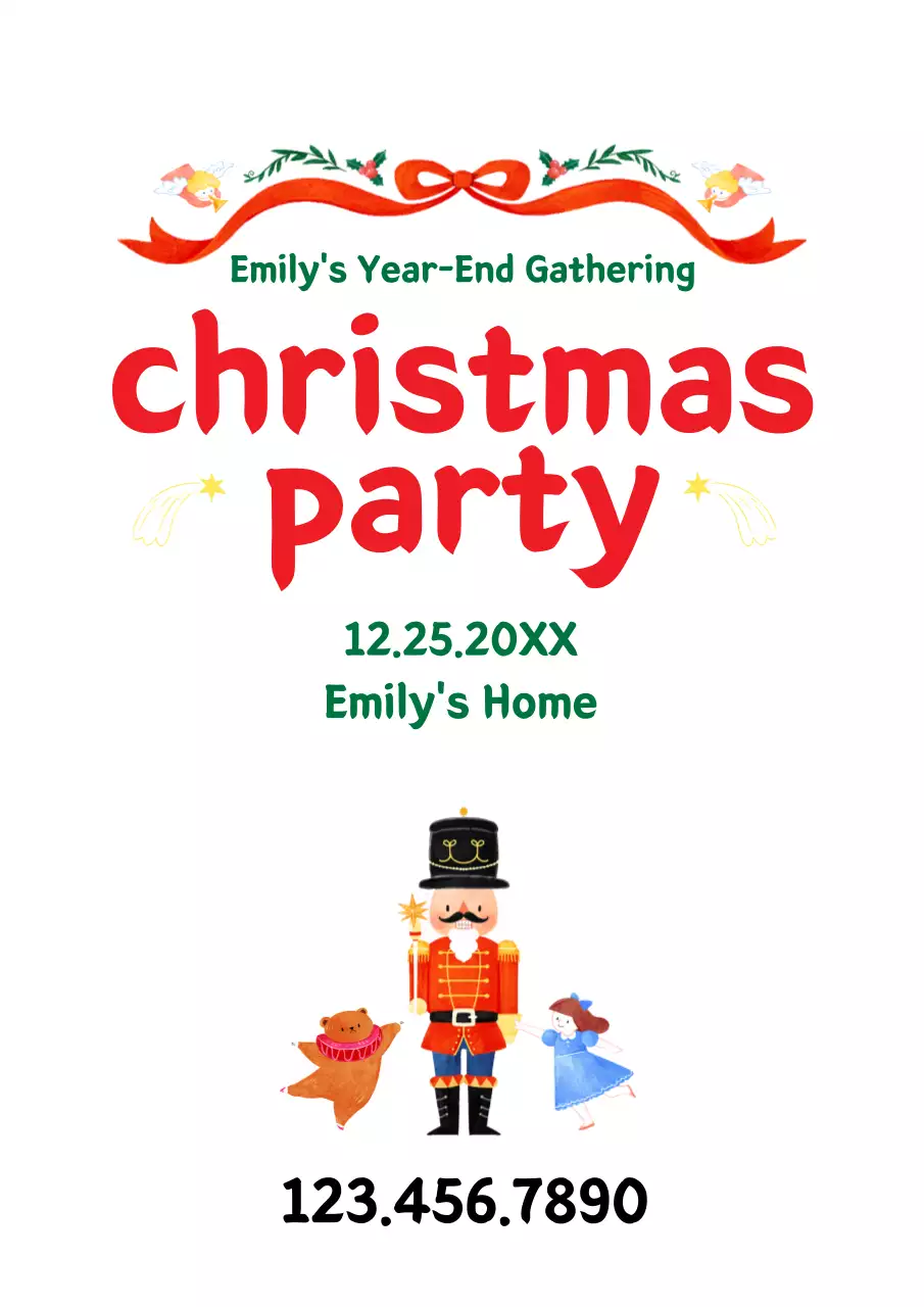 Red Traditional Christmas Invitation Poster