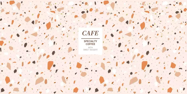 quán cà phê hoa văn đầy màu sắc màu cam