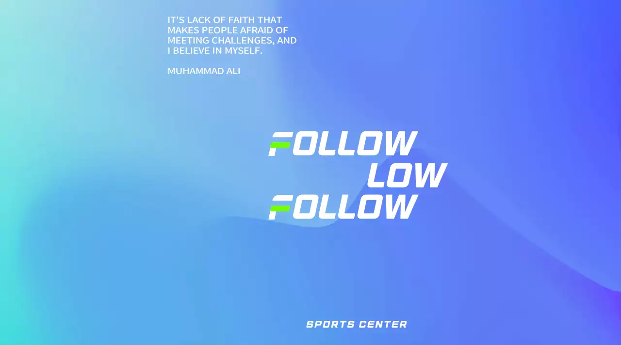 Strong, engaging design with light blue and blue gradients