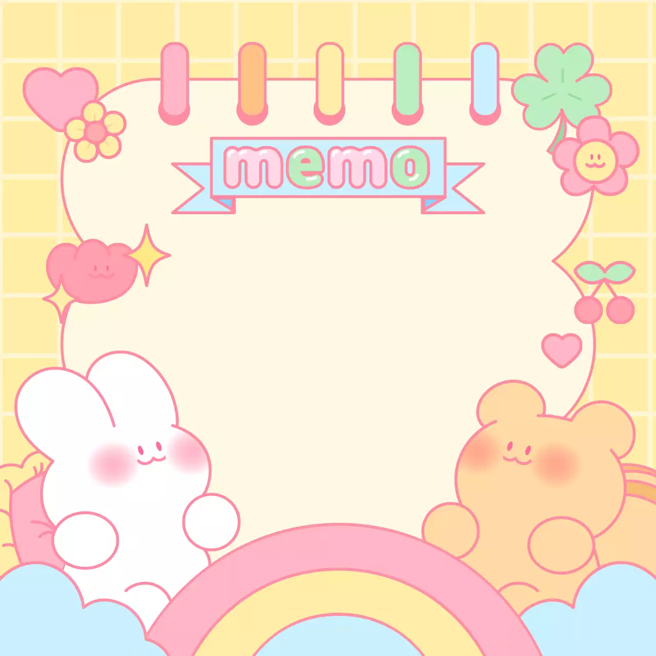 Untuk catatan dengan ilustrasi pastel yang lucu dari karakter kelinci dan tupai