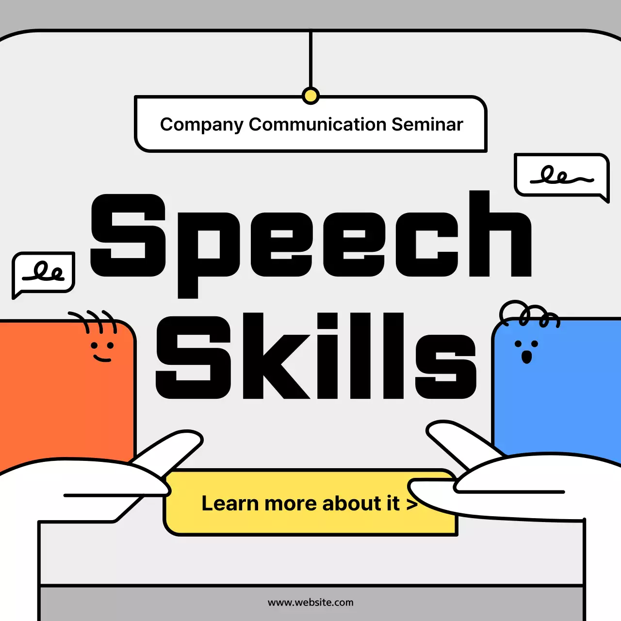 Cute character shapes in orange and blue concept cardsNews Kit