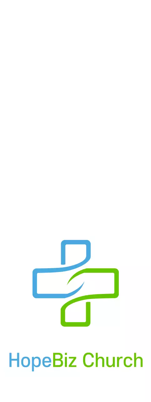 A church logo with a simple blue and green cross illustration