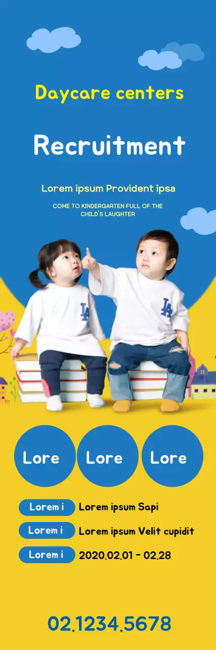 Banner de recrutamento de creche simples azul