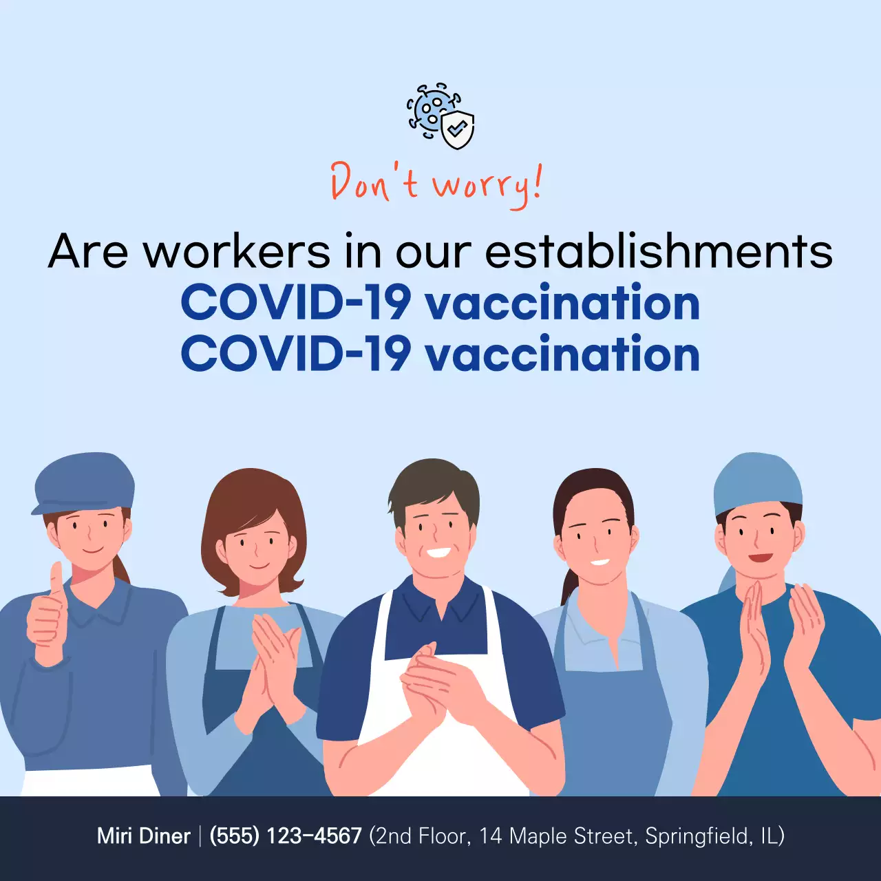 Blue Simple Vaccination Announcement Banner