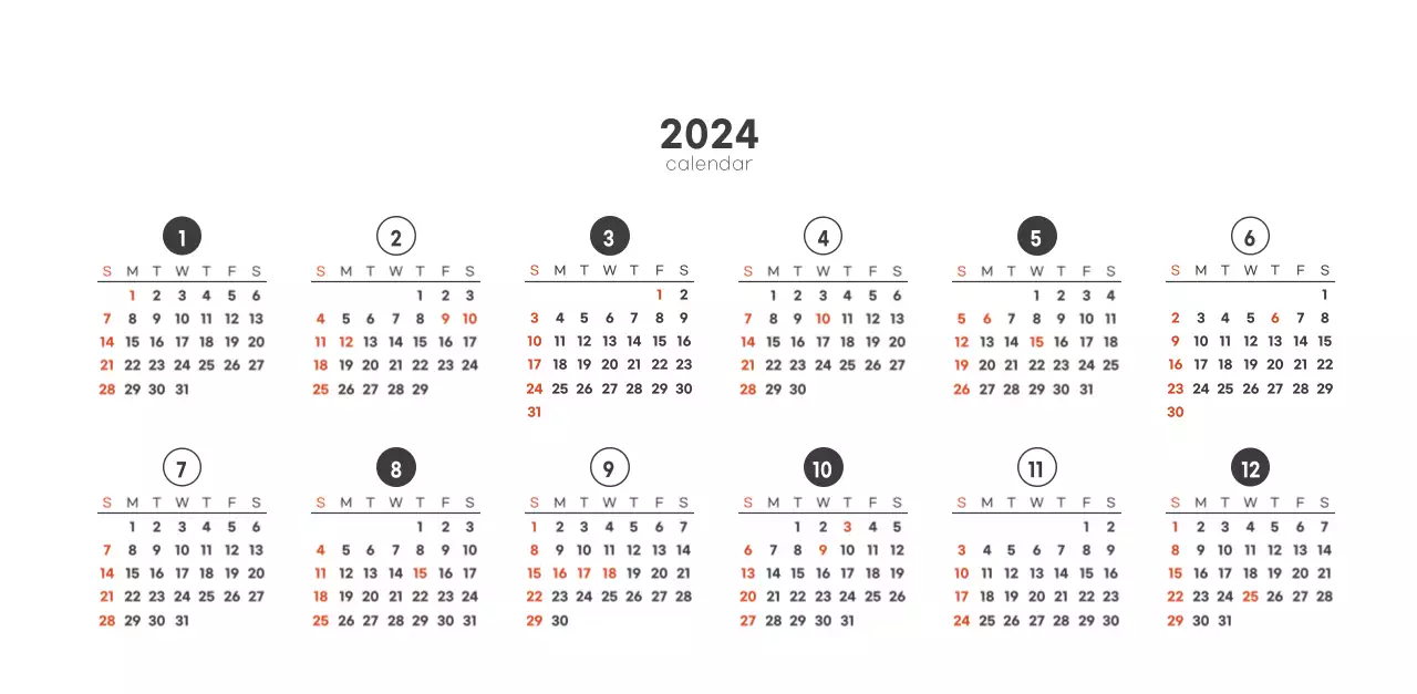 Simple, modern style cafe calendar