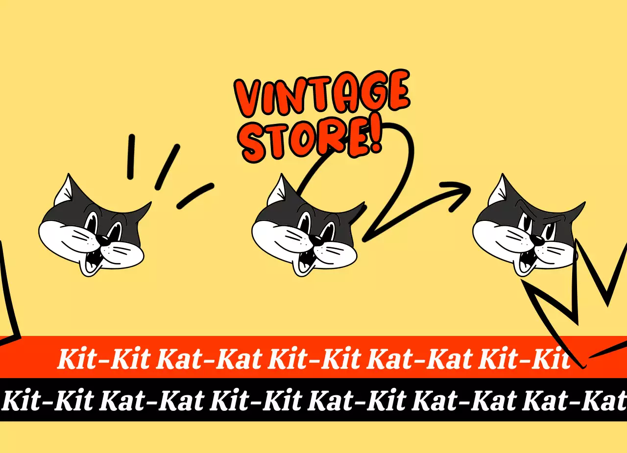 A young and cute vintage store in red and yellow