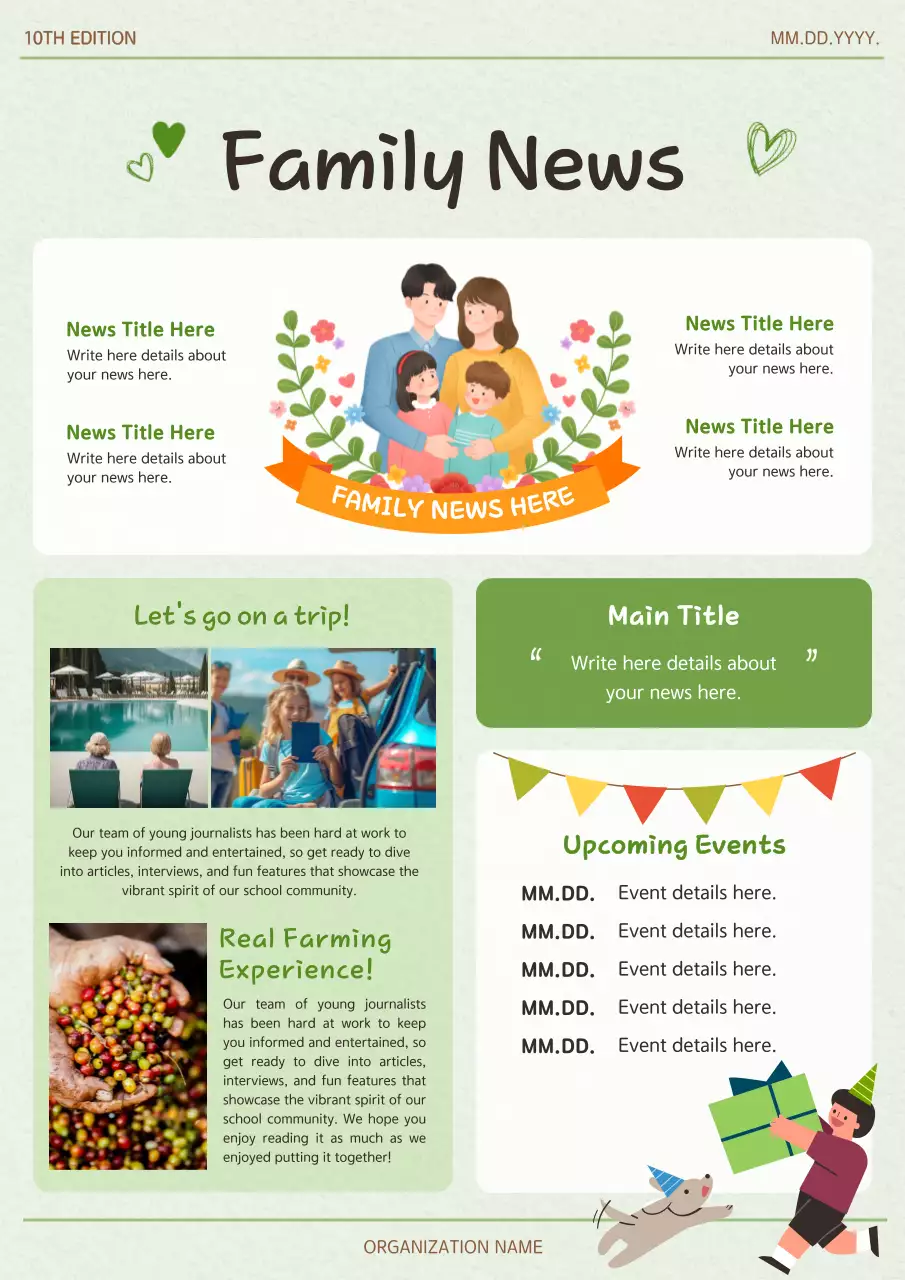 Green Simple Family Newsletter