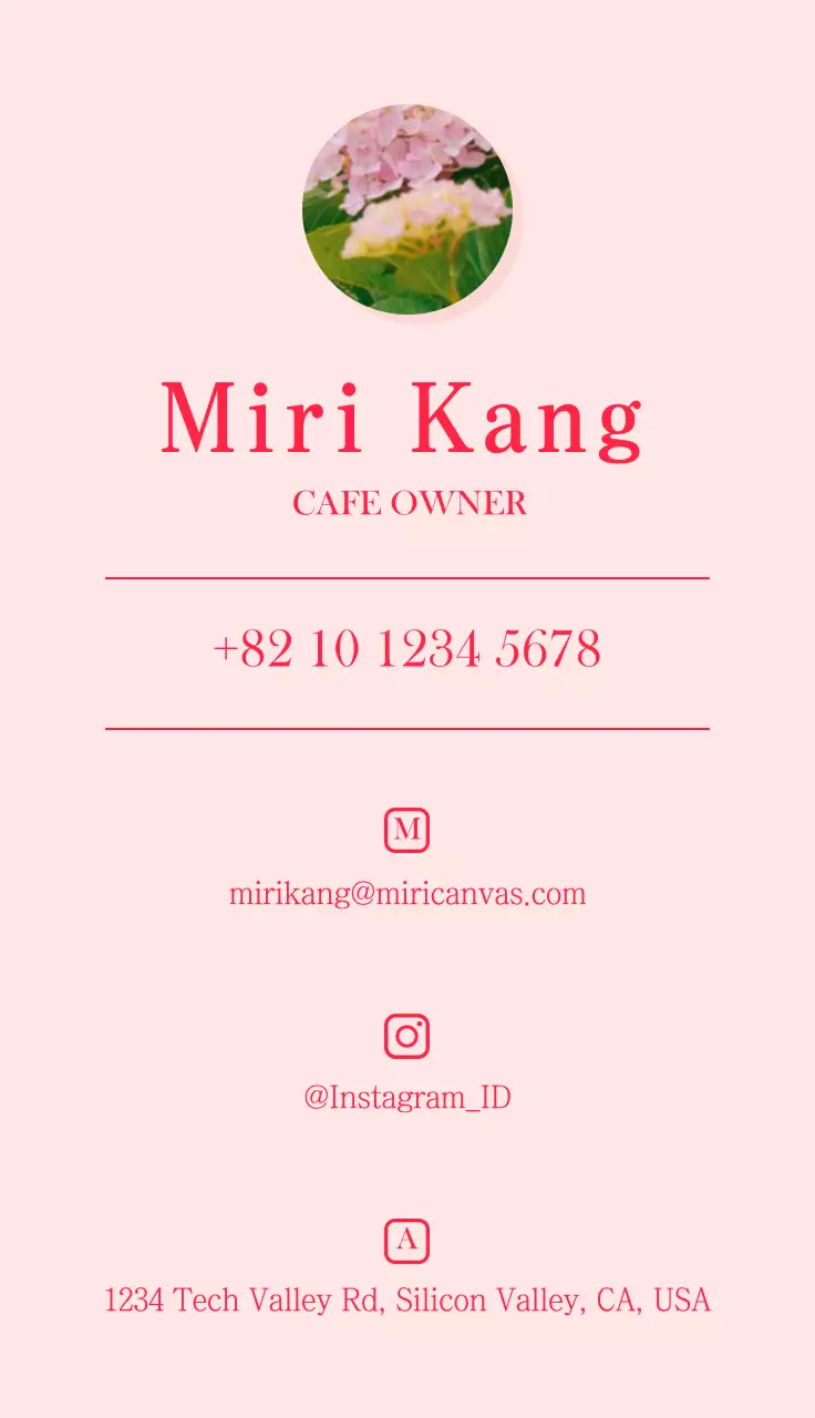 Kartu Nama Kafe Elegan Berwarna Pink