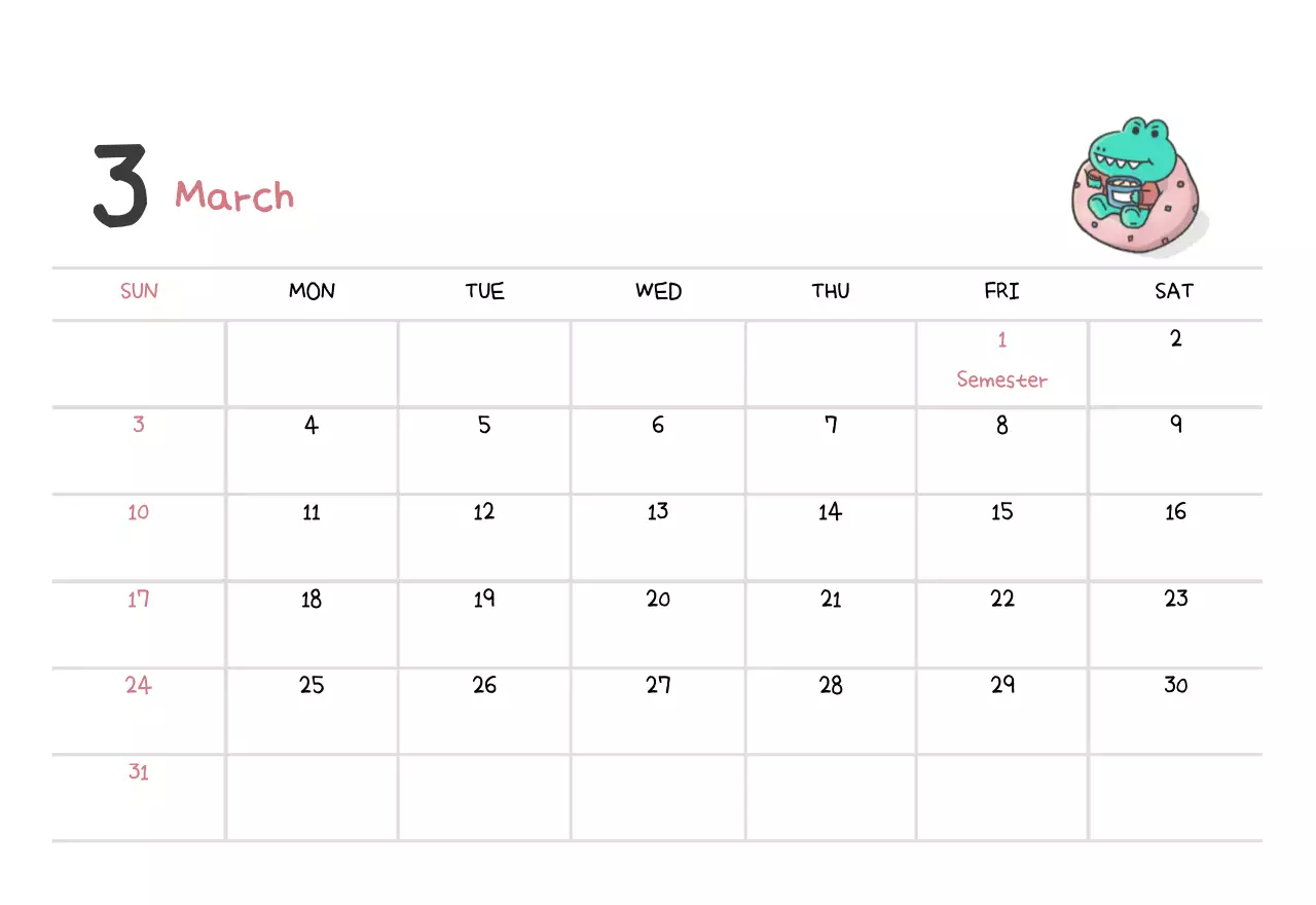 A calendar with a cute Argo illustration concept