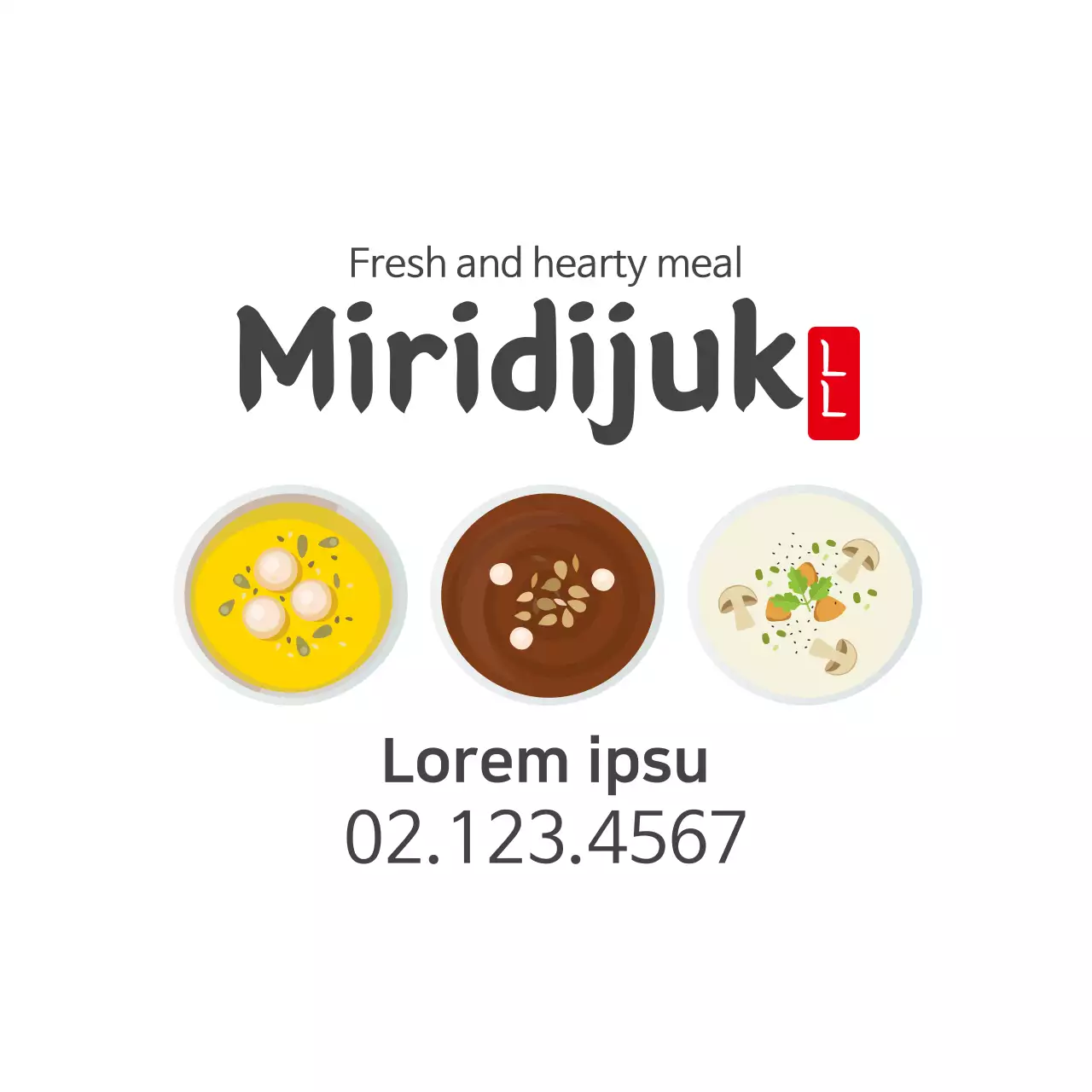 Ilustrasi putih promosi bubur restoran yang bersih