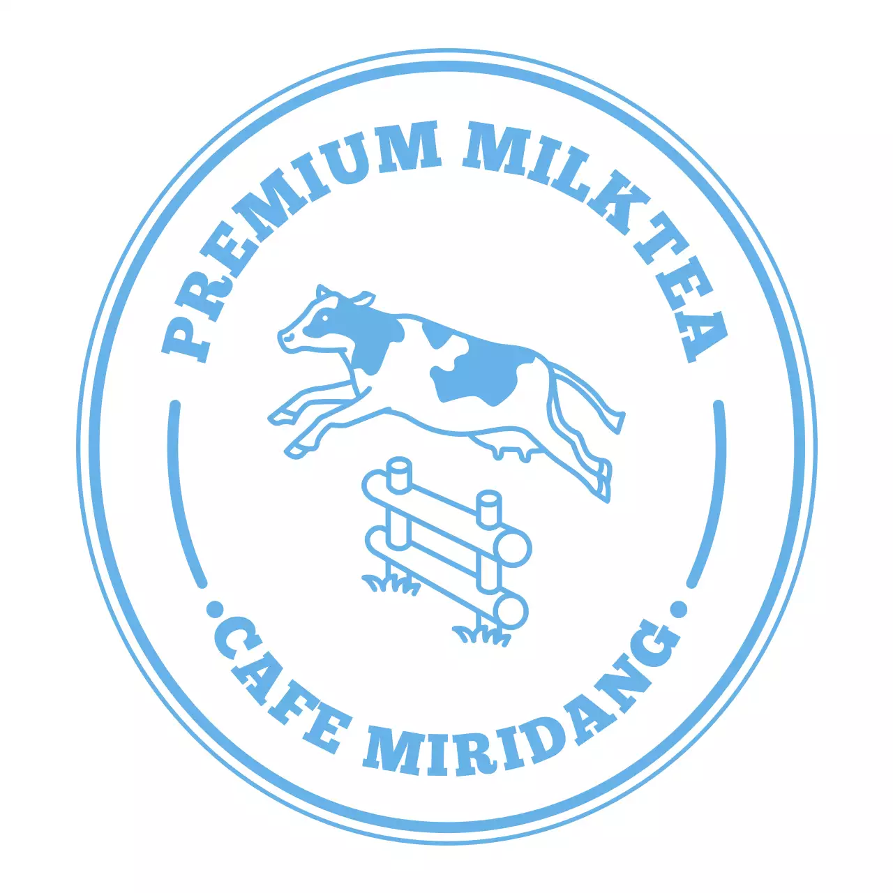 Vintage-style milk ranch logo in light blue