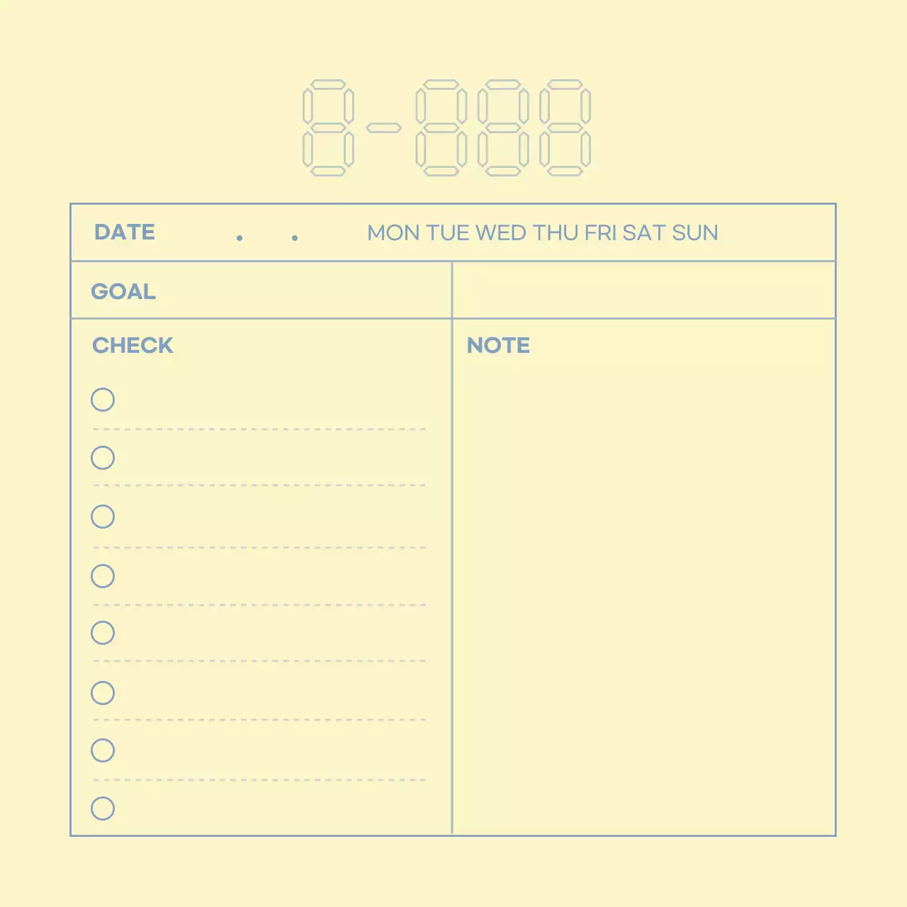 Perencana sederhana garis biru kuning