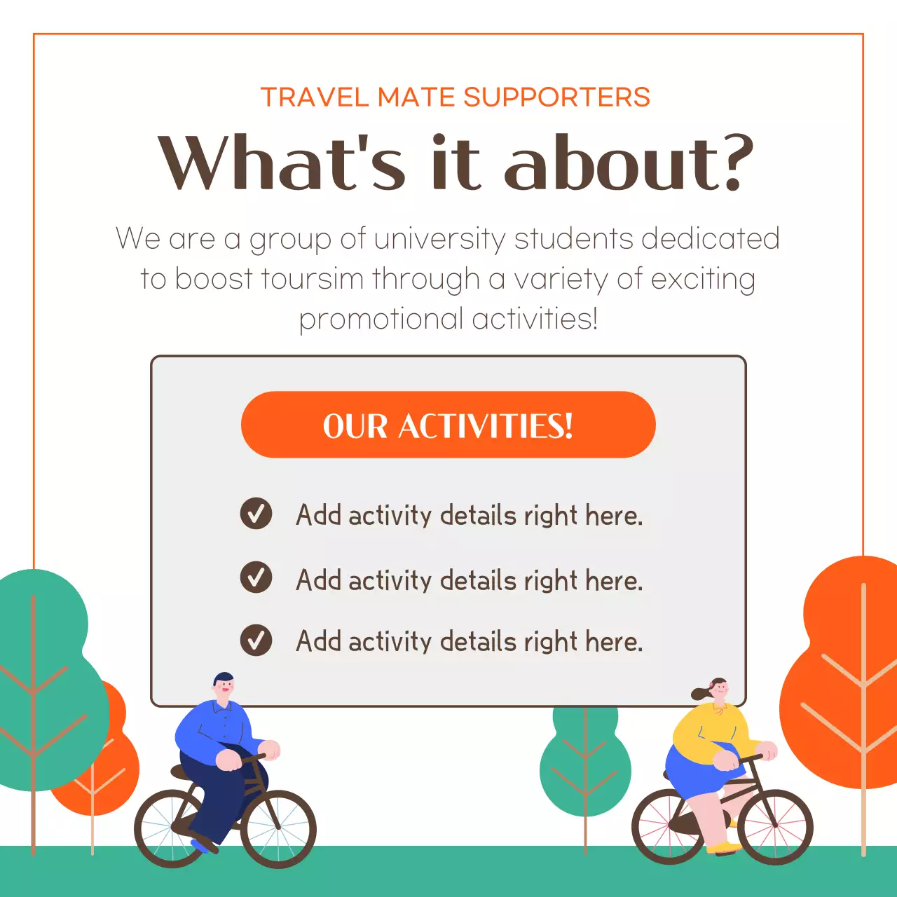 Orange Trendy Travel Promotion Instagram Carousel