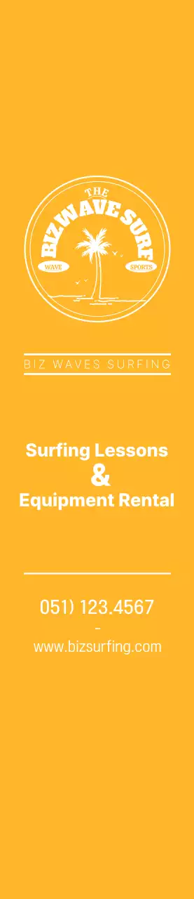 Logo lambang selancar berkonsep sederhana dengan warna biru dan kuning untuk mempromosikan toko.