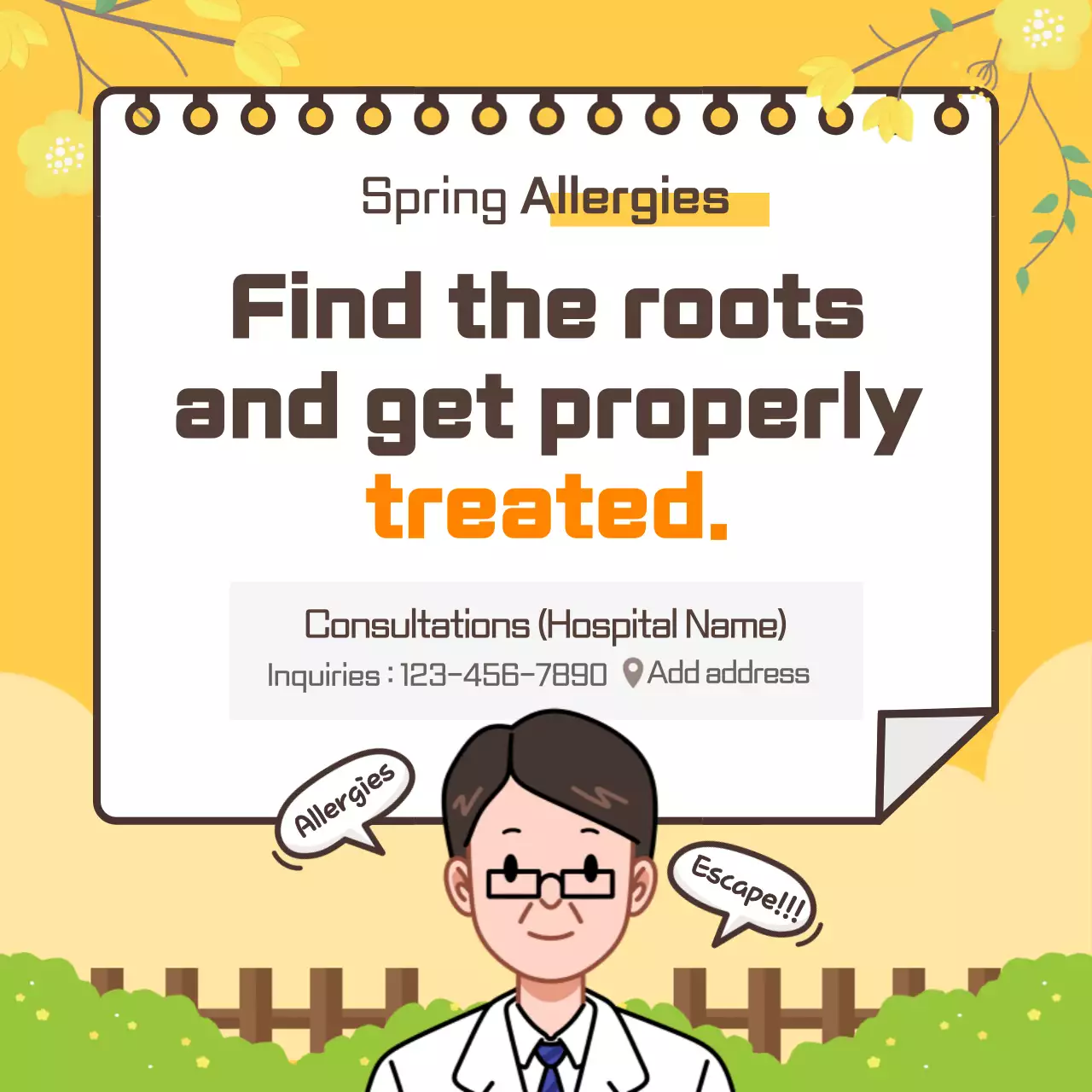 Yellow Comic Allergies Announcement Instagram Carousel