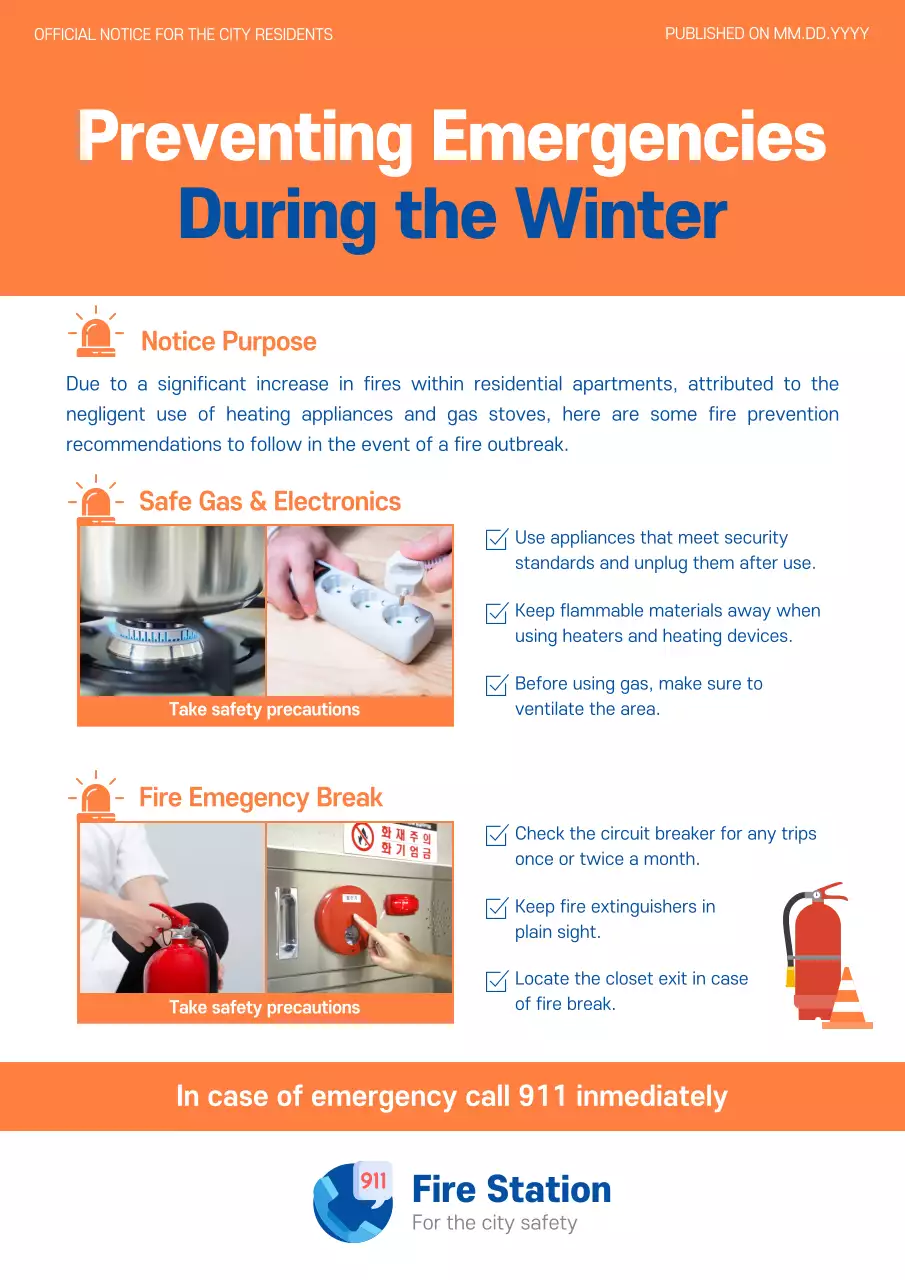 Orange Modern Fire Safety Notice