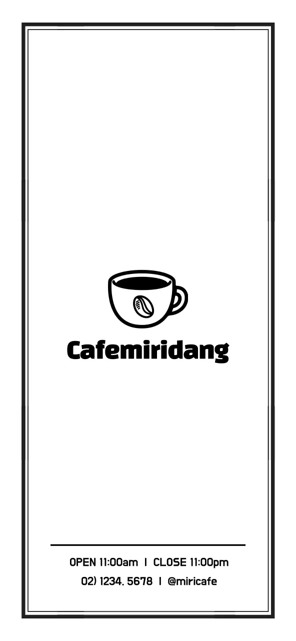 Simple, clean style cafe menu signage in black and white