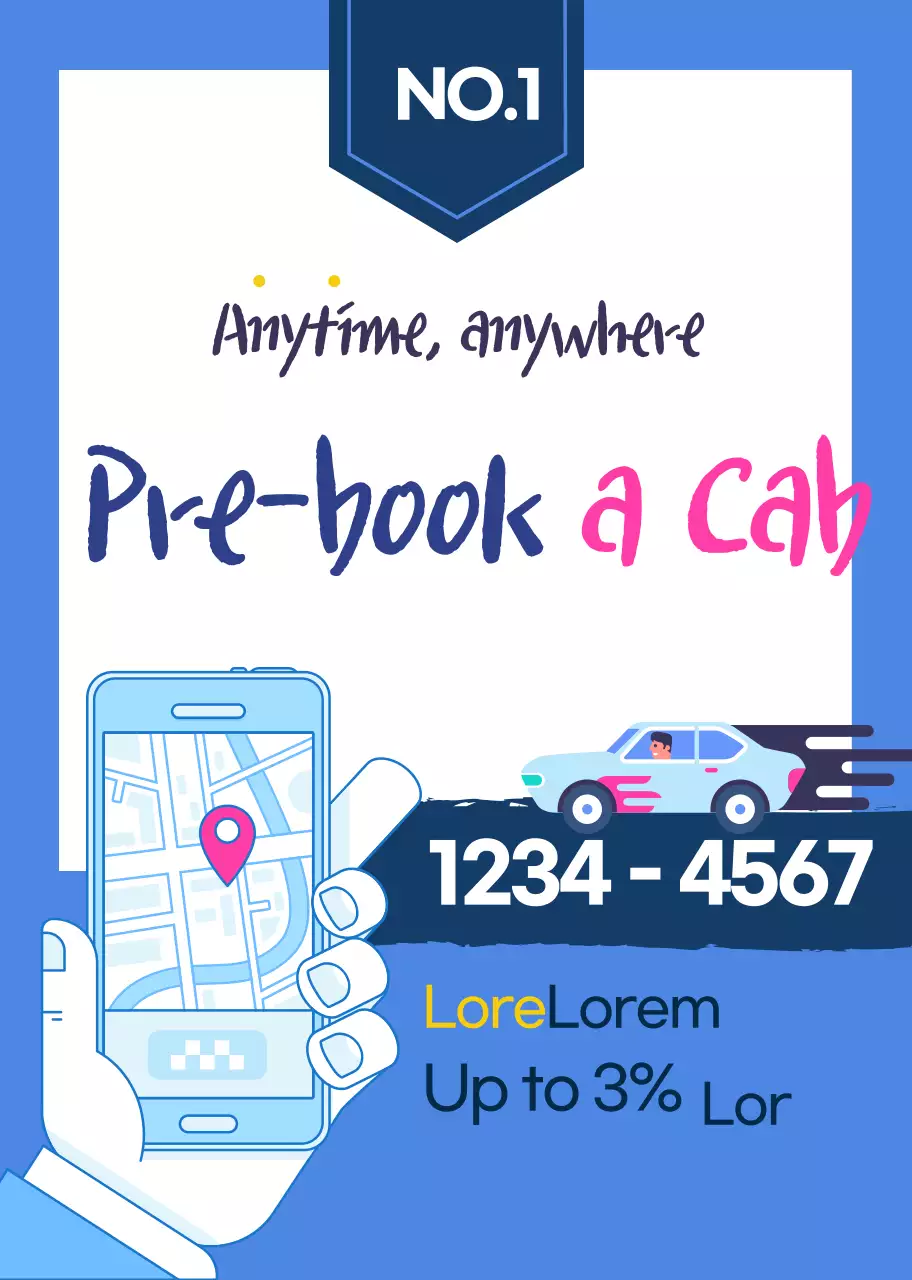 Blue Line Illustration Call Taxi Promotion