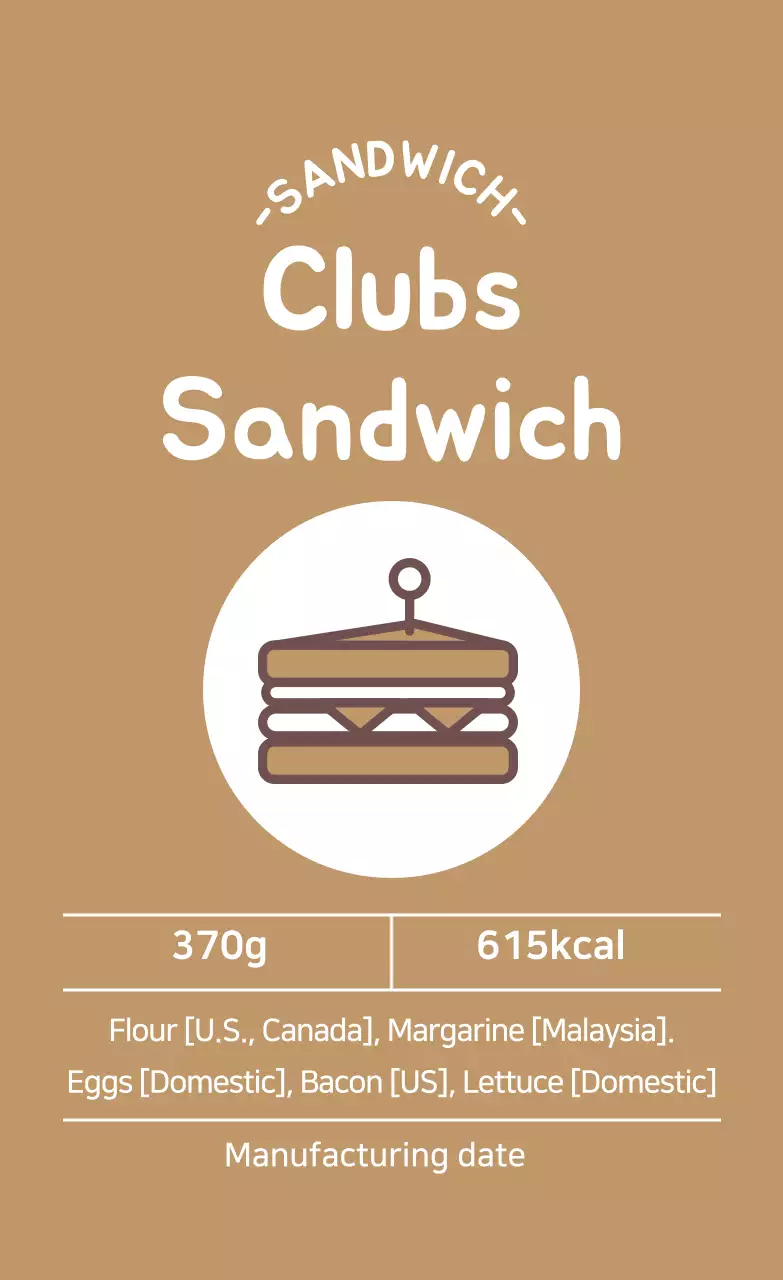 Nhãn bánh sandwich minh họa màu be