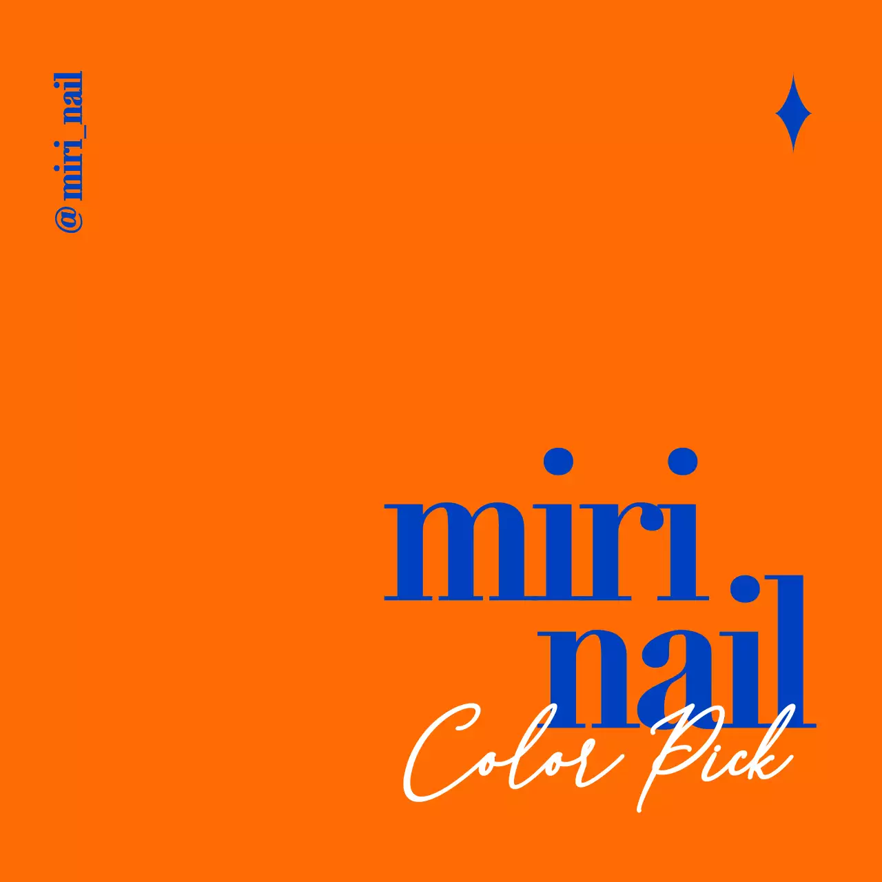 A clean nail art shop promotion with blue and orange text.