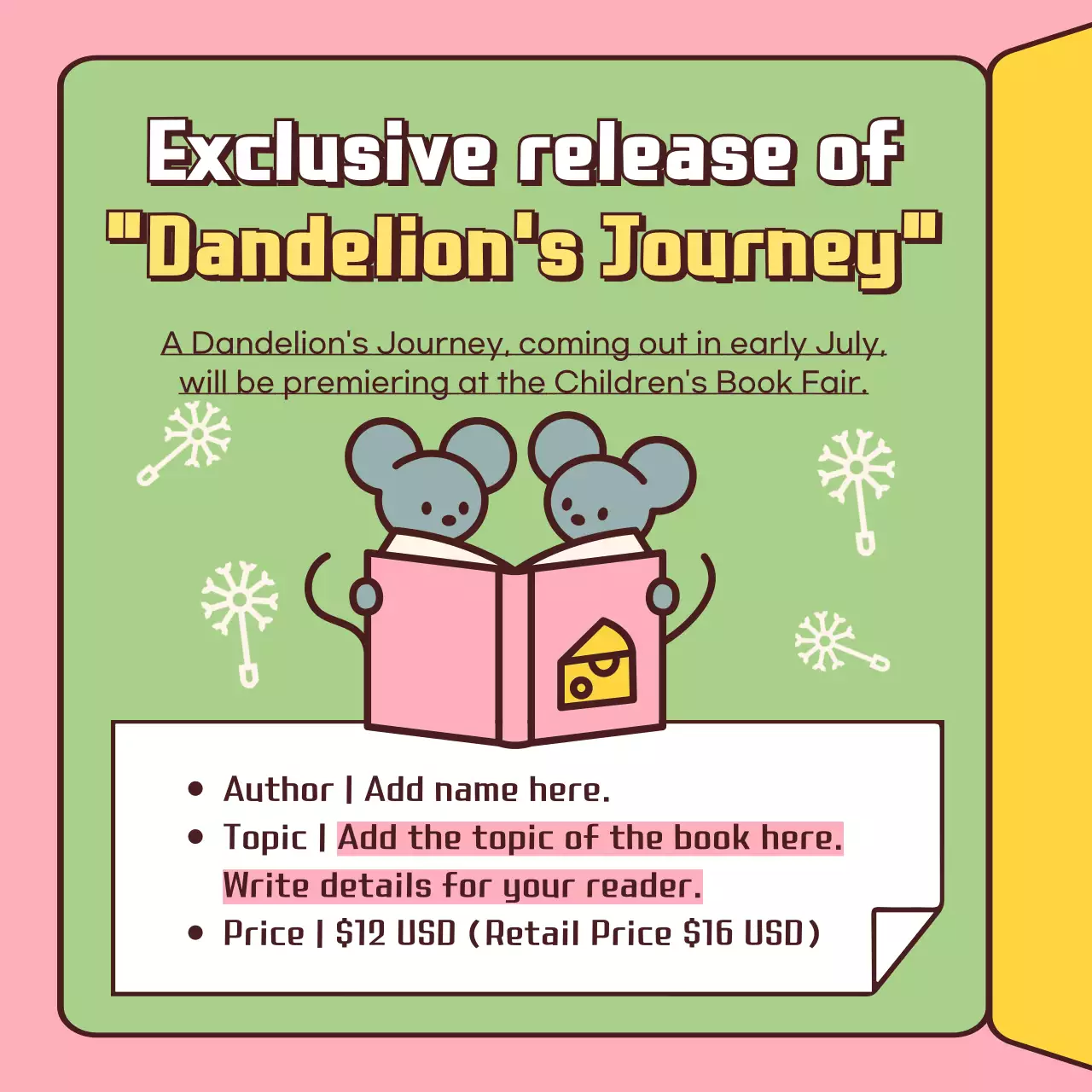 Yellow Trendy Book Fair Promotion Instagram Carousel