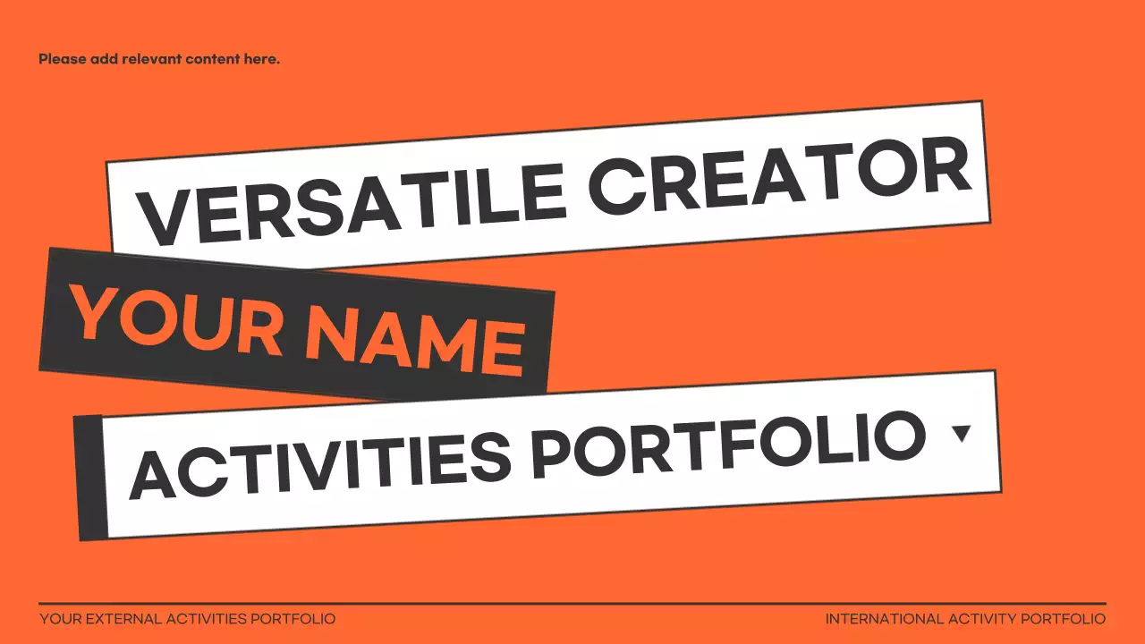 Orange Modern Activity Portfolio Resume Presentation