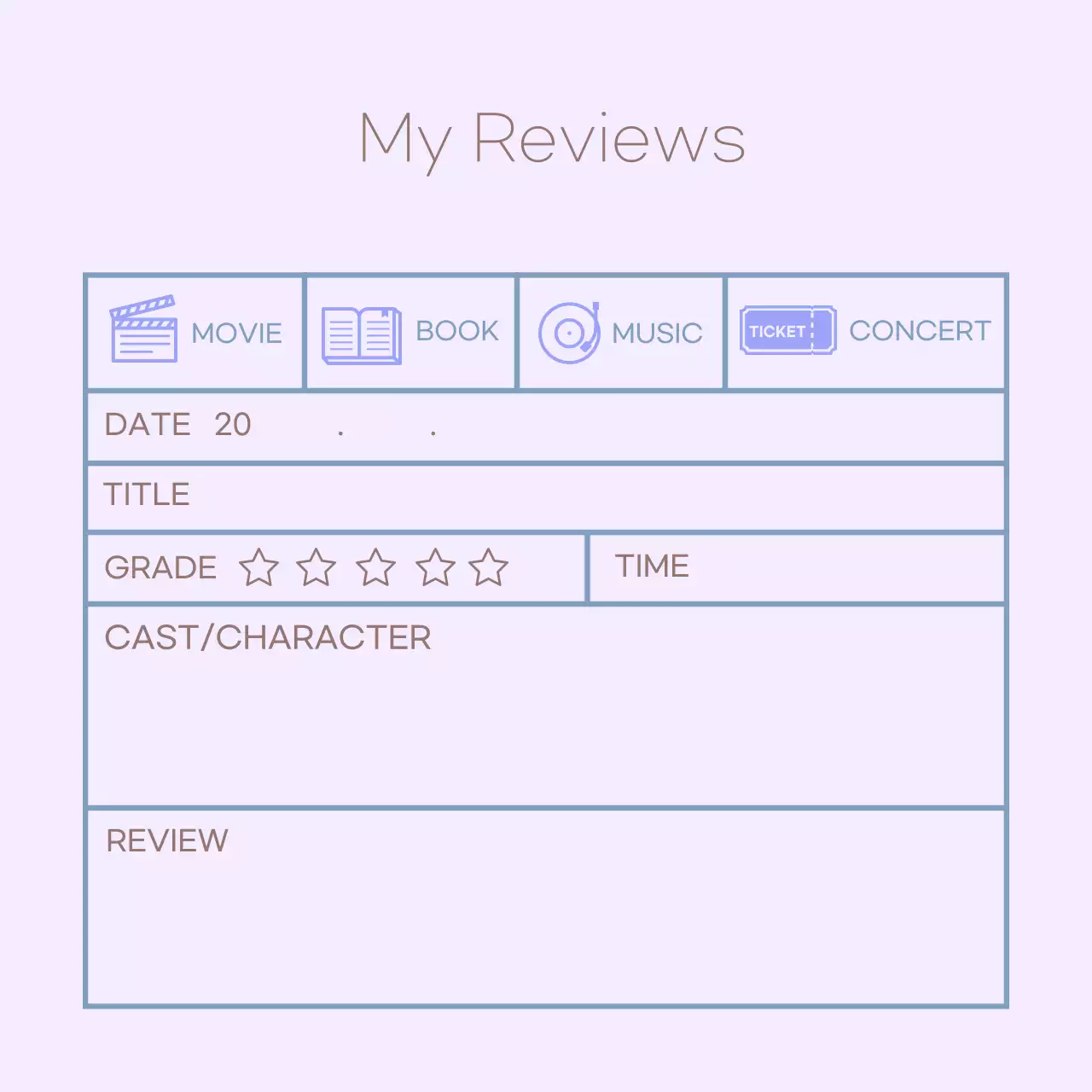 Buku Harian Ulasan Sederhana Ikon Ungu