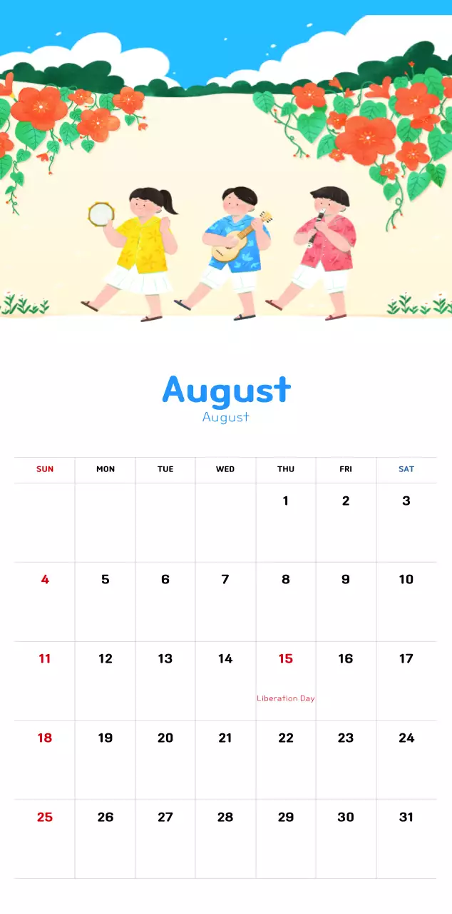 Lịch năm mới với hình ảnh minh họa ấm áp