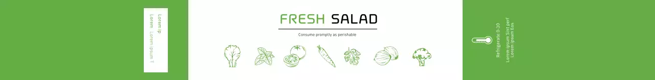 Label salad bergambar hijau bersih