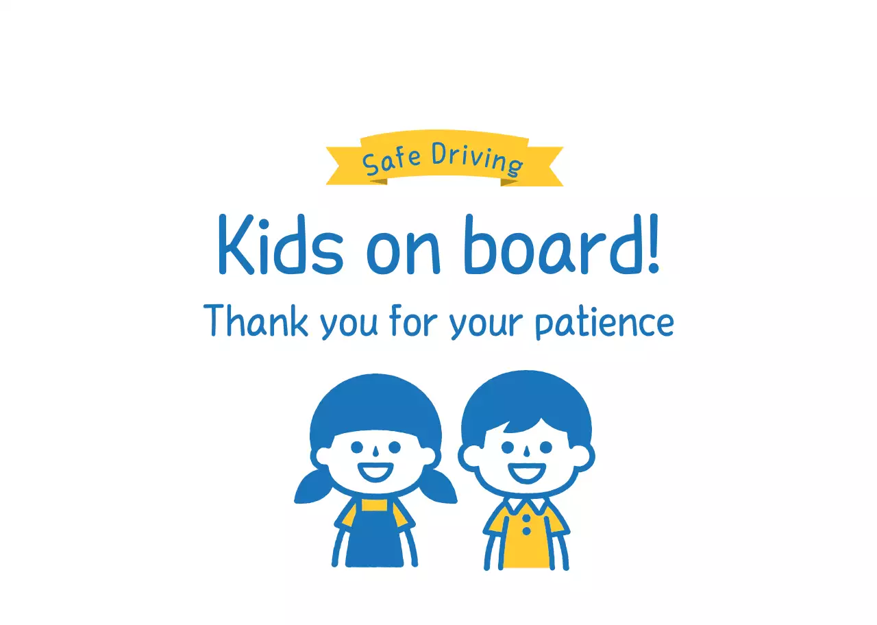 Yellow and Blue Illustrated Safe Driving Kids in a Car Guide