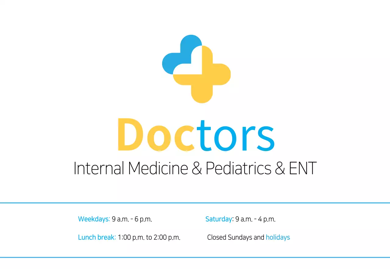 A blue-and-yellow, clean-style doctor's office